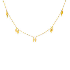 14K Solid Gold 5 Dangle Hammered Element Necklace